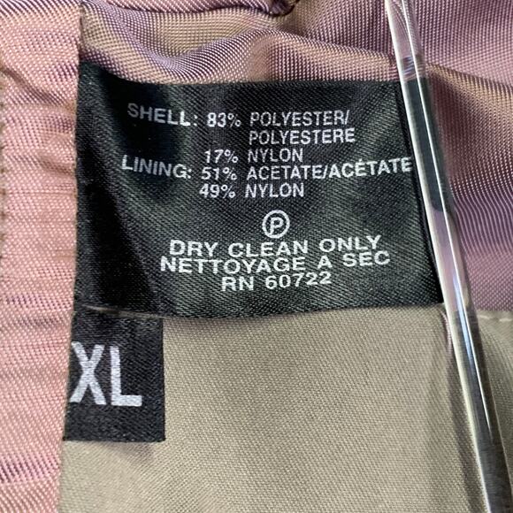 SANYO  by CAROL COHEN Vintage 1990s XL Khaki Polyester Blend Hidden Placket Coat - Picture 6 of 6